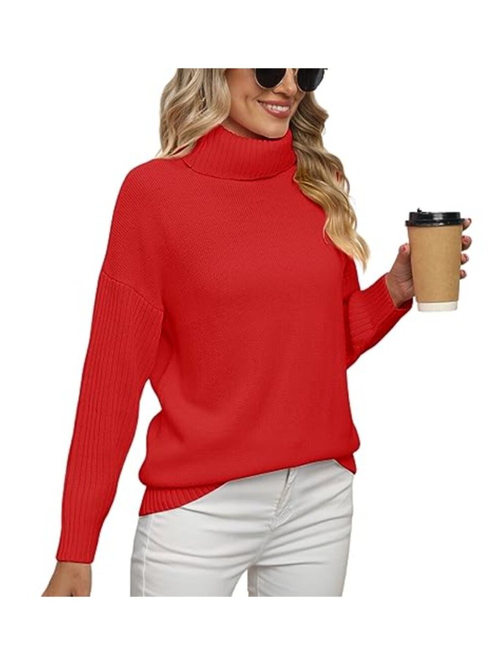 Jouica Chunky Oversized Turtleneck Tunic Sweater Pullover Acrylic